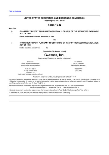 Thumbnail Gartner 10-Q Quarterly Report FY 