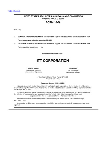 Vorschaubild ITT 10-Q Quartalsbericht  