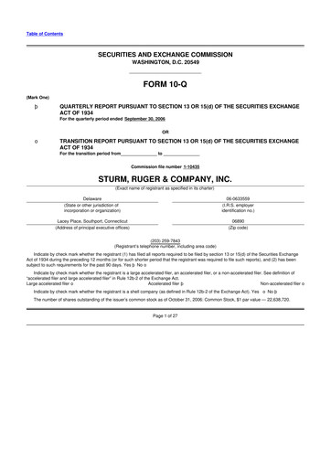 Thumbnail Sturm, Ruger & Co 10-Q Quarterly Report FY 