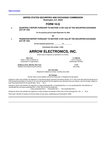 Thumbnail Arrow Electronics
 10-Q Quarterly Report FY 