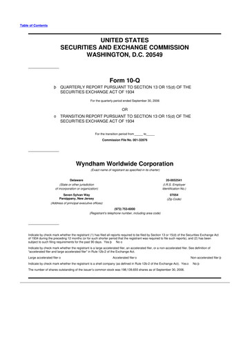 Miniature Travel + Leisure 10-Q Rapport trimestriel  