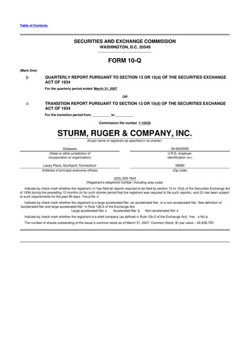 Thumbnail Sturm, Ruger & Co 10-Q Quarterly Report FY 