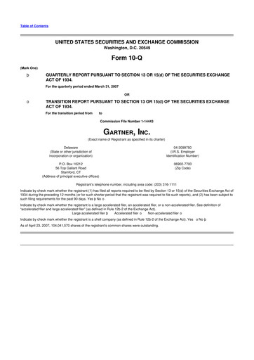 Thumbnail Gartner 10-Q Quarterly Report FY 