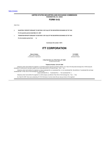 Vorschaubild ITT 10-Q Quartalsbericht  