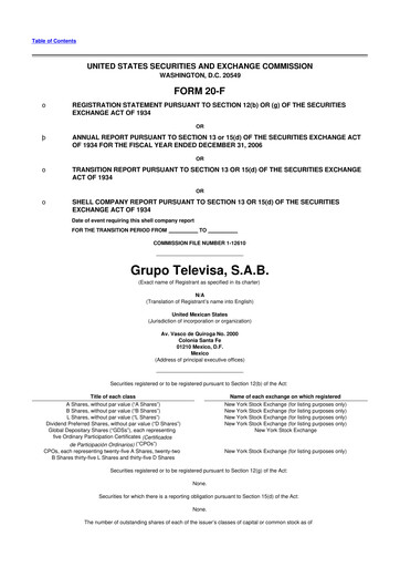 Thumbnail Televisa 20-F Annual Report 