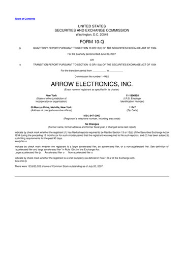 Thumbnail Arrow Electronics
 10-Q Quarterly Report FY 