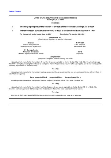 Thumbnail NRG Energy
 10-Q Quarterly Report FY 