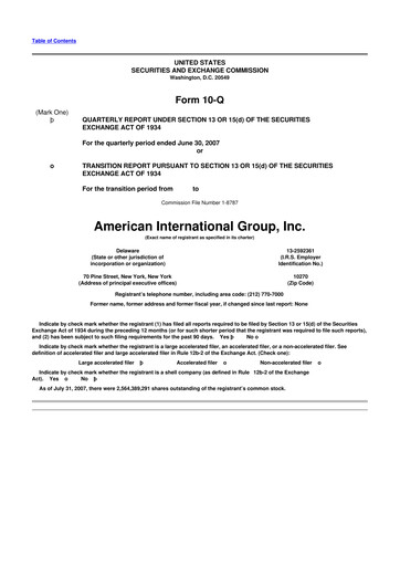 Thumbnail American International Group 10-Q Quarterly Report FY 