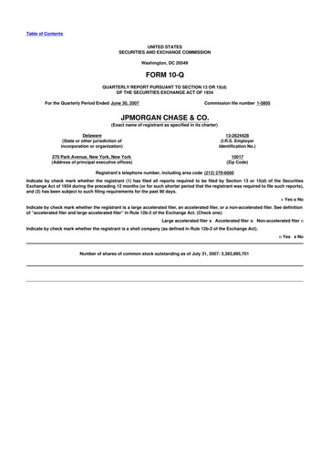 Vorschaubild JPMorgan Chase 10-Q Quartalsbericht  
