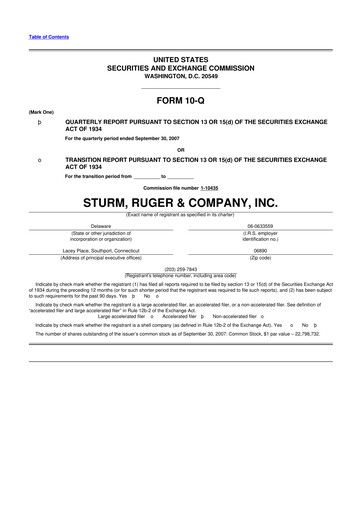Thumbnail Sturm, Ruger & Co 10-Q Quarterly Report FY 