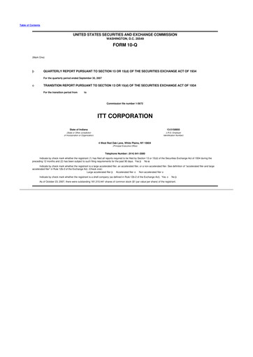 Vorschaubild ITT 10-Q Quartalsbericht  