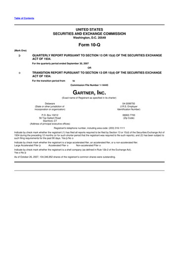 Thumbnail Gartner 10-Q Quarterly Report FY 