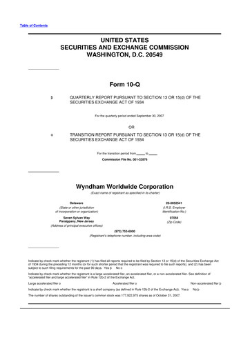 Miniature Travel + Leisure 10-Q Rapport trimestriel  
