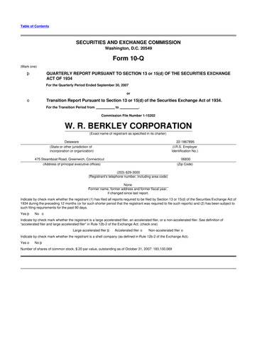 Thumbnail W. R. Berkley 10-Q Quarterly Report FY 