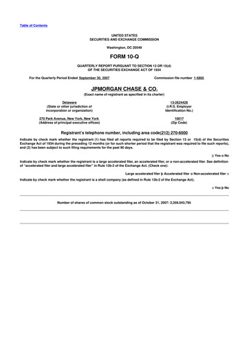 Vorschaubild JPMorgan Chase 10-Q Quartalsbericht  