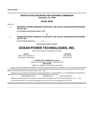 Thumbnail Ocean Power Technologies
 10-Q Quarterly Report FY 