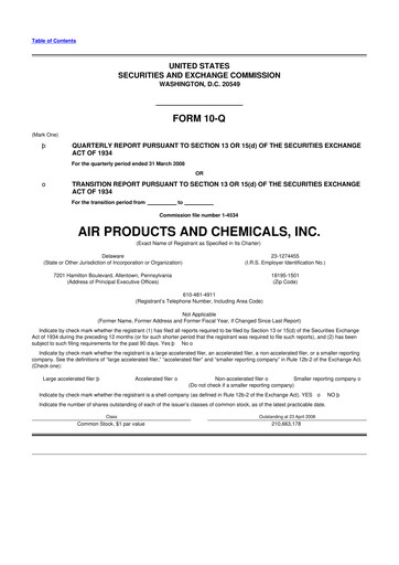 Thumbnail Air Products and Chemicals 10-Q Quarterly Report FY 