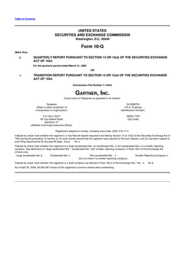 Thumbnail Gartner 10-Q Quarterly Report FY 