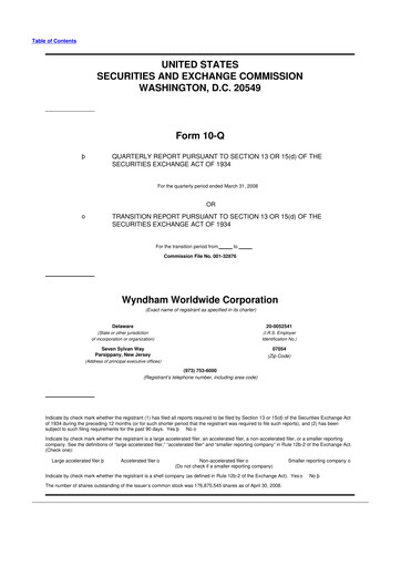 Miniature Travel + Leisure 10-Q Rapport trimestriel  