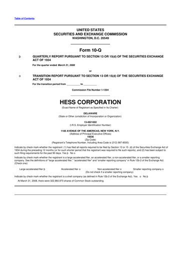 Thumbnail Hess 10-Q Quarterly Report FY 