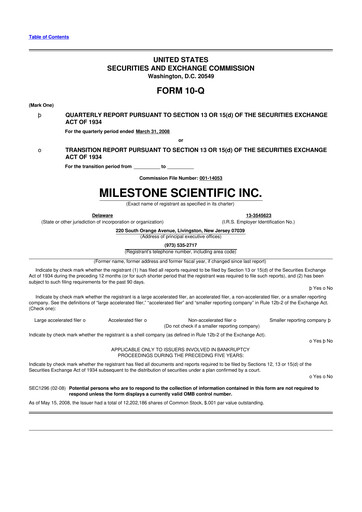 Vorschaubild Milestone Scientific 10-Q Quartalsbericht  