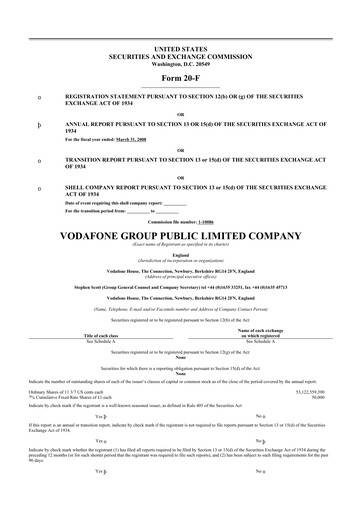 Thumbnail Vodafone 20-F Annual Report 