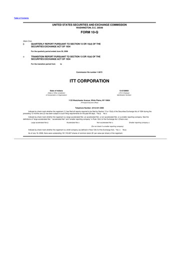Vorschaubild ITT 10-Q Quartalsbericht  