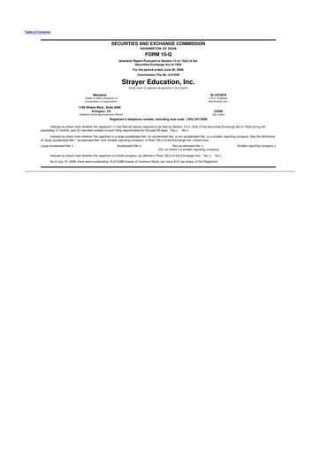 Miniature Strategic Education
 10-Q Rapport trimestriel  