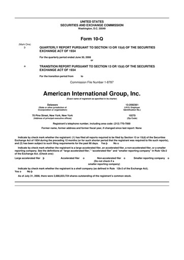 Thumbnail American International Group 10-Q Quarterly Report FY 