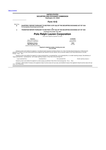 Thumbnail Ralph Lauren 10-Q Quarterly Report FY 