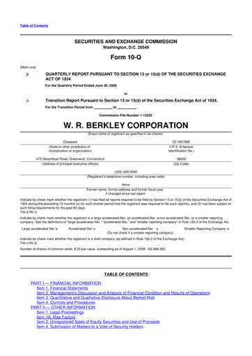 Thumbnail W. R. Berkley 10-Q Quarterly Report FY 