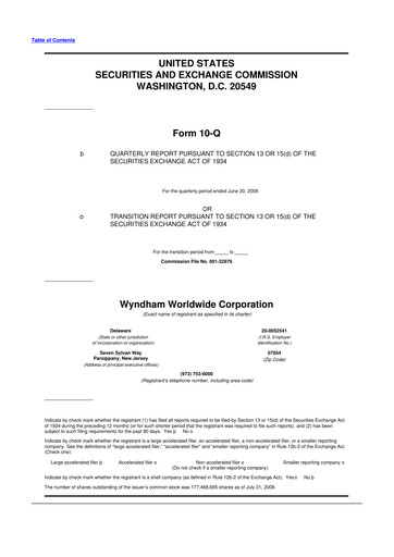 Miniature Travel + Leisure 10-Q Rapport trimestriel  