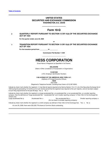 Thumbnail Hess 10-Q Quarterly Report FY 