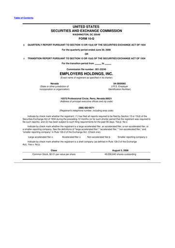 Vorschaubild Employers Holdings 10-Q Quartalsbericht  