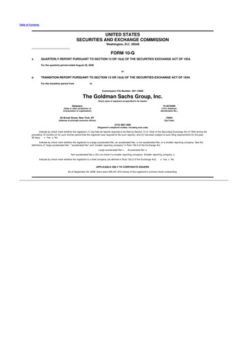Thumbnail Goldman Sachs 10-Q Quarterly Report FY 