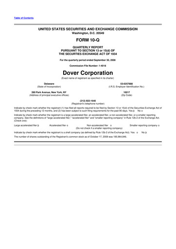 Thumbnail Dover Corporation 10-Q Quarterly Report FY 