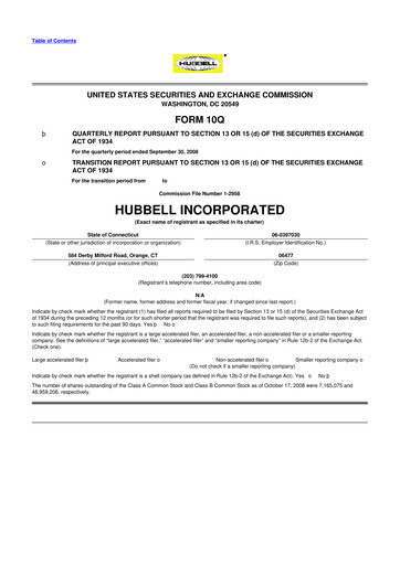 Thumbnail Hubbell 10-Q Quarterly Report FY 
