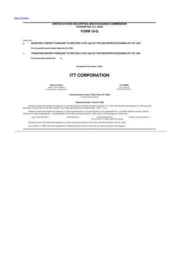 Vorschaubild ITT 10-Q Quartalsbericht  