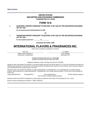 Thumbnail International Flavors & Fragrances
 10-Q Quarterly Report FY 