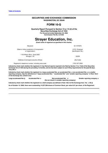 Miniature Strategic Education
 10-Q Rapport trimestriel  