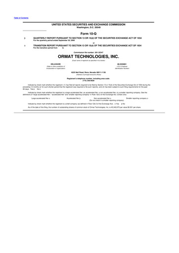 Vorschaubild Ormat Technologies
 10-Q Quartalsbericht  