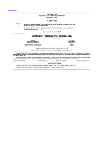 Thumbnail American International Group 10-Q Quarterly Report FY 