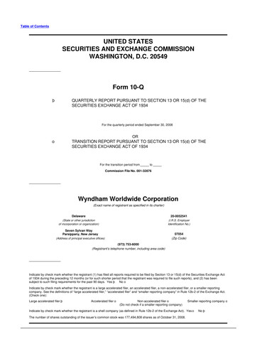 Miniature Travel + Leisure 10-Q Rapport trimestriel  