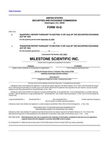 Vorschaubild Milestone Scientific 10-Q Quartalsbericht  