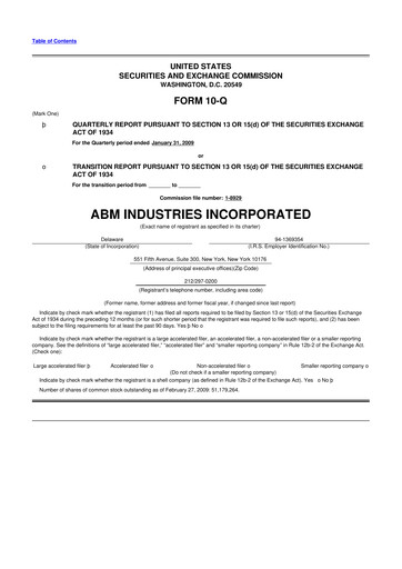 Thumbnail ABM Industries
 10-Q Quarterly Report FY 