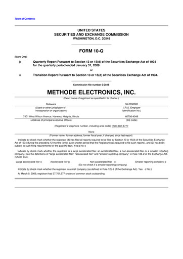 Thumbnail Methode Electronics
 10-Q Quarterly Report FY 
