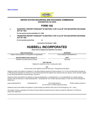 Thumbnail Hubbell 10-Q Quarterly Report FY 