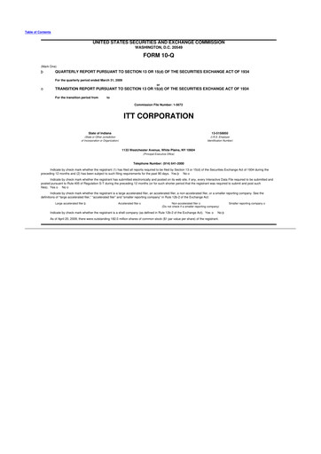 Vorschaubild ITT 10-Q Quartalsbericht  