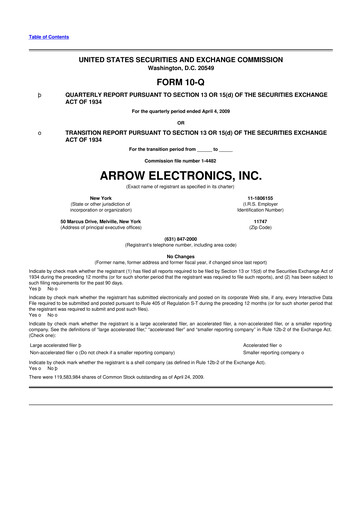 Thumbnail Arrow Electronics
 10-Q Quarterly Report FY 