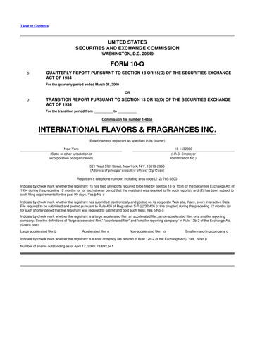 Thumbnail International Flavors & Fragrances
 10-Q Quarterly Report FY 